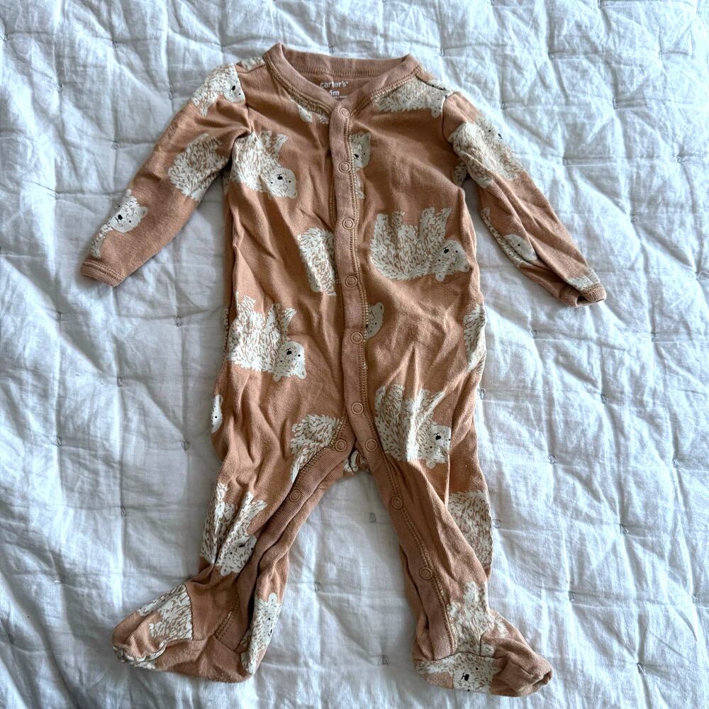 Carter’s Bear Sleeper Baby Boy 6 Months Snap Up Outfit Footie Brown Neutral